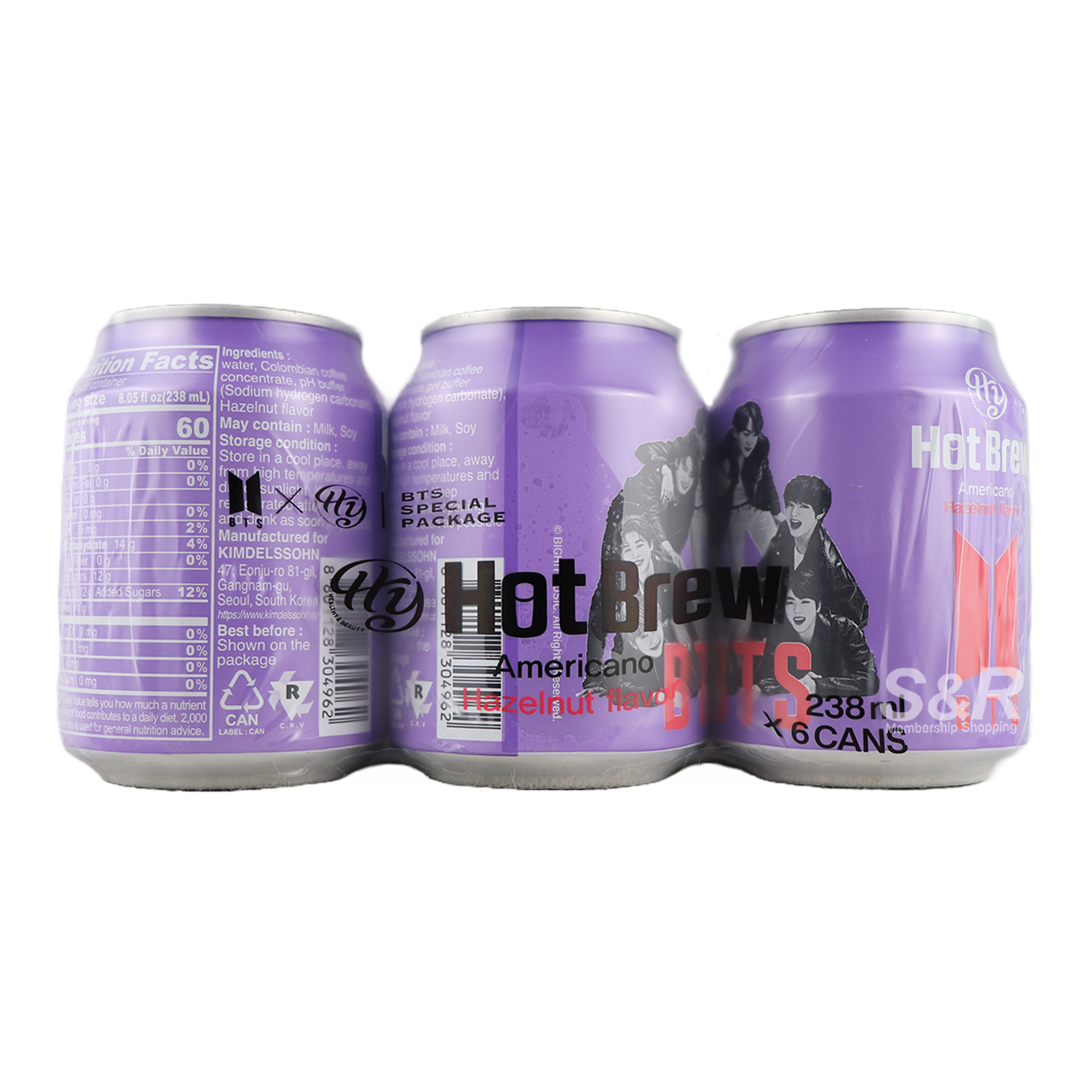 BTS Hotbrew Americano Hazelnut Coffee 6pcs x 238mL
